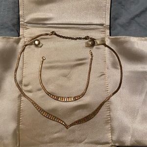 Zales tricolor necklace and bracelet. 10 karat gold .75 weight.